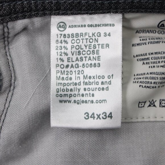 AG Adriano Goldschmied Jeans Mens 34x32 Black Tellis Modern Slim Straight Denim - Picture 14 of 15